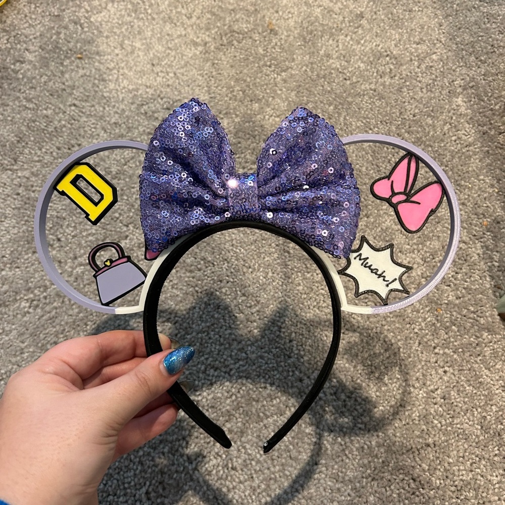 Sequin Bow Mouse Ear Headband - Purple